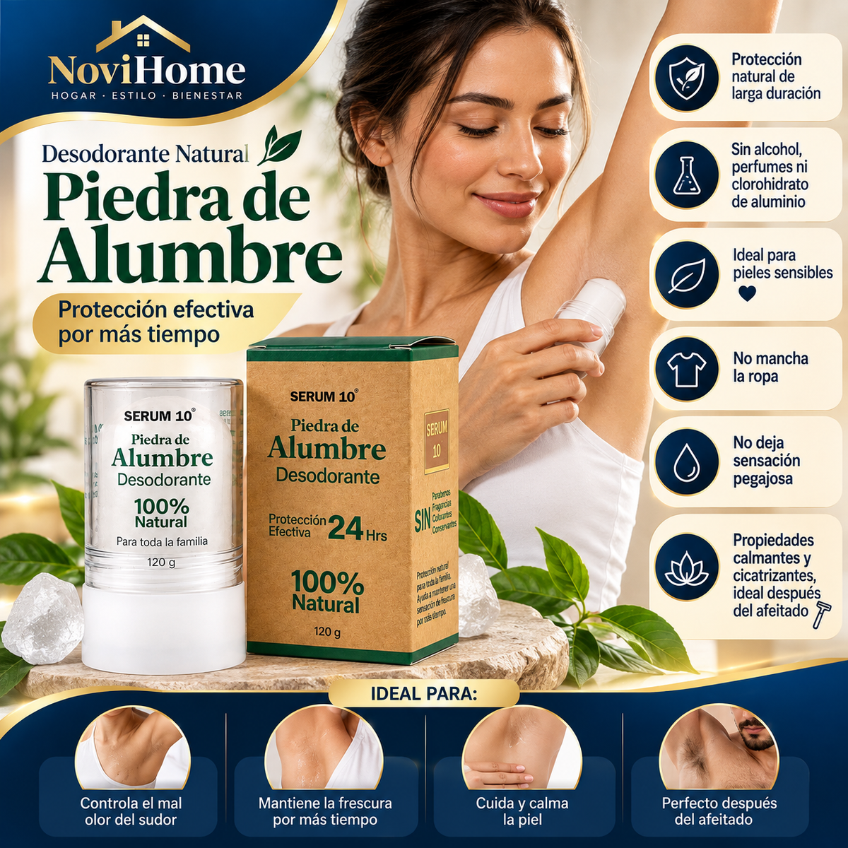 🧴 Desodorante piedra de Alumbre + de 6 meses de duración