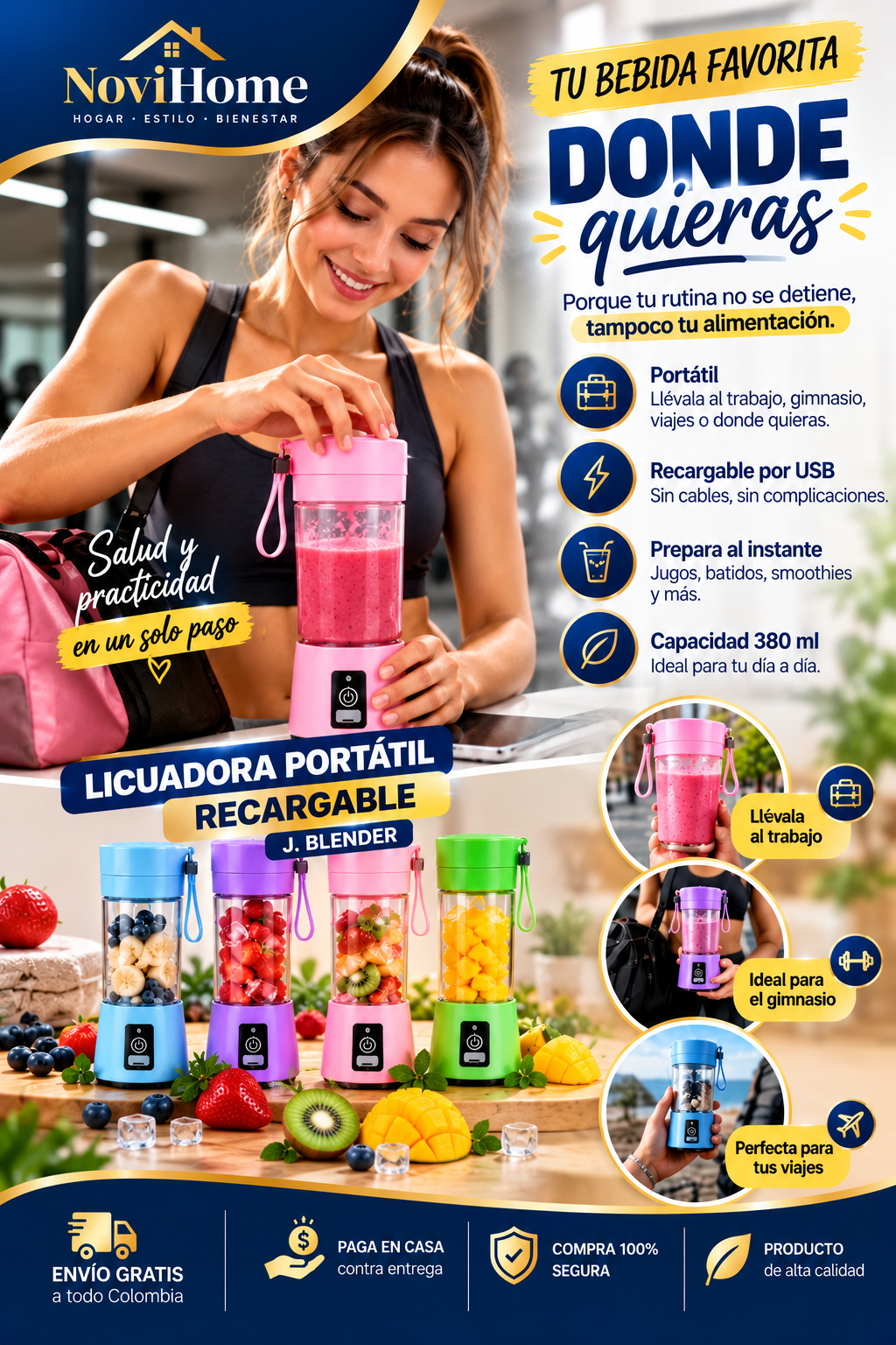 mini licuadora portatil 380ml recargable