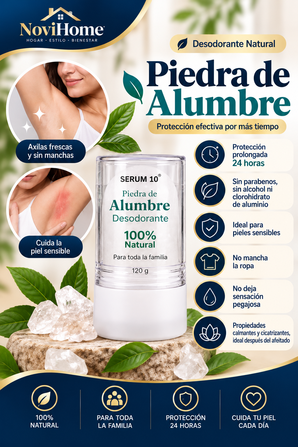 🧴 Desodorante piedra de Alumbre + de 6 meses de duración